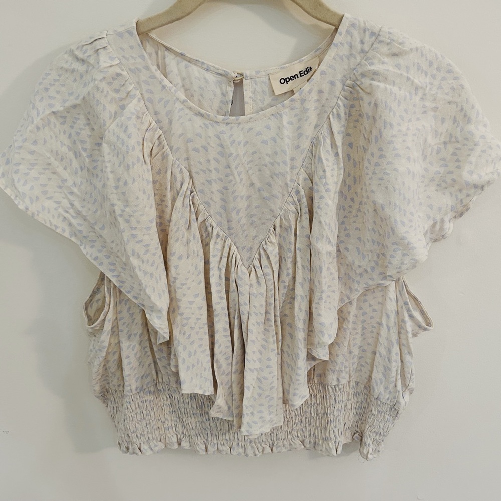 Open Edit Ruffle Smocked Crop Top